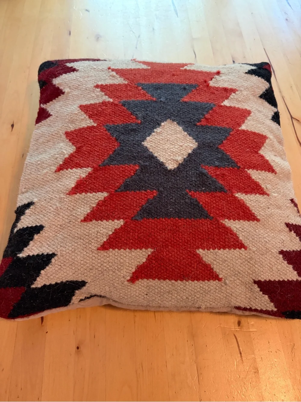 Southwestern Geometric Woven Pillow Cover in Red, Navy & Cream